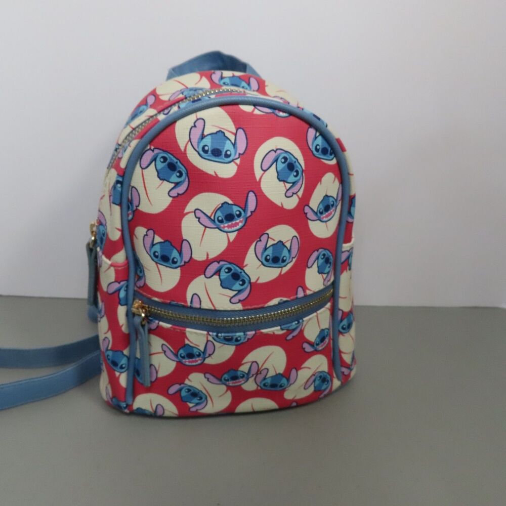 Disney Lilo & Stitch Mini Backpack Bag Pink And Blue With Adjustable Strap